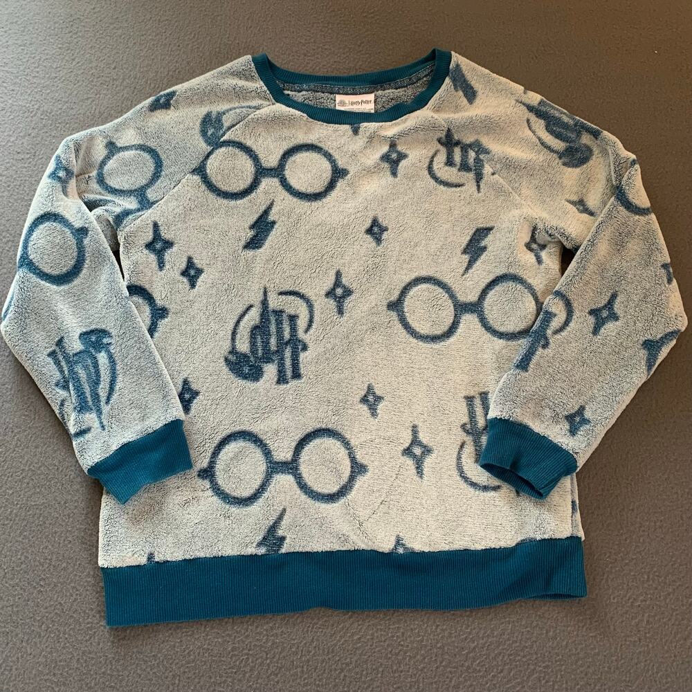 Wizarding World Ladies' Harry Potter Fleece PJ Pajama Top Turquoise Blue Medium